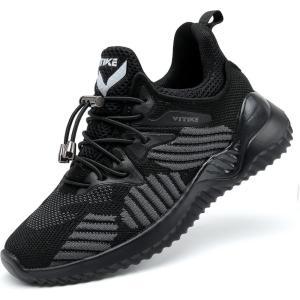 imageLittleplum Boys Running Shoes Slip On Kids Sneakers Mesh Tennis Shoes Lightweight Breathable for Athletic Gym School SportClassic All Black