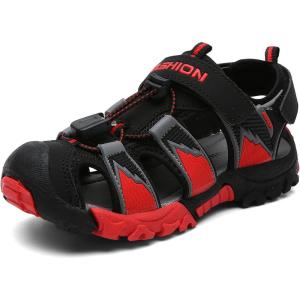 imageLittleplum Boys Sandals Closed Toe Sport Sandals Summer Shoes for Kids Walking Hiking Athletic OutdoorRedBlack