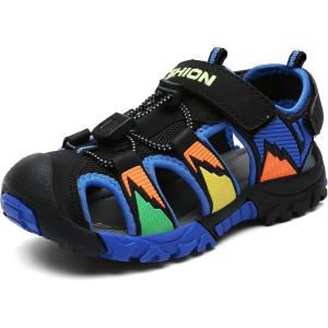 imageLittleplum Boys Sandals Closed Toe Sport Sandals Summer Shoes for Kids Walking Hiking Athletic OutdoorXblackBlue