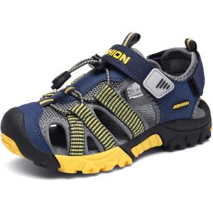 imageLittleplum Boys Sandals Closed Toe Toddler Sport Sandals Little Kid Summer Shoes for Big Kid Walking Hiking Athletic Outdoor Yellow Toddler 85