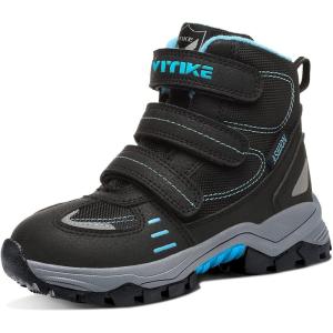 imageLittleplum Boys Snow Boots Winter Waterproof Antiskid Boots Hiking Outdoor Shoes Booties for Unisex Kids Little KidBig Kid8065Black Blue