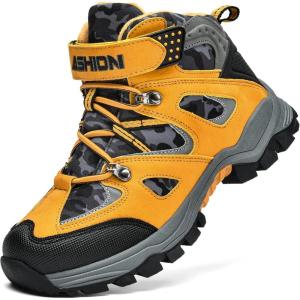 imageLittleplum Boys Snow Boots Winter Waterproof Antiskid Boots Hiking Outdoor Shoes Booties for Unisex Kids Little KidBig Kid8181Camo Yellow