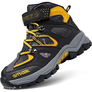 imageLittleplum Boys Snow Boots Winter Waterproof Antiskid Boots Hiking Outdoor Shoes Booties for Unisex Kids Little KidBig KidBlackYellow