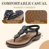 imageLittleplum Women Flat Sandals Dressy Sandal Summer Comfortable Slipon Casual Beach Shoes Dress Bohemian Ankle Elastic Flats SandalsChic Black