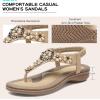 imageLittleplum Women Flat Sandals Dressy Sandal Summer Comfortable Slipon Casual Beach Shoes Dress Bohemian Ankle Elastic Flats SandalsElegant Apricot