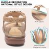 imageLittleplum Women Flat Sandals Dressy Sandal Summer Comfortable Slipon Casual Beach Shoes Dress Bohemian Ankle Elastic Flats SandalsElegant Apricot