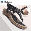 imageLittleplum Women Flat Sandals Dressy Sandal Summer Comfortable Slipon Casual Beach Shoes Dress Bohemian Ankle Elastic Flats SandalsElegant Black