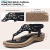 imageLittleplum Women Flat Sandals Dressy Sandal Summer Comfortable Slipon Casual Beach Shoes Dress Bohemian Ankle Elastic Flats SandalsElegant Black