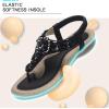 imageLittleplum Women Flat Sandals Dressy Sandal Summer Comfortable Slipon Casual Beach Shoes Dress Bohemian Ankle Elastic Flats SandalsElegant Black