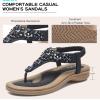 imageLittleplum Women Flat Sandals Dressy Sandal Summer Comfortable Slipon Casual Beach Shoes Dress Bohemian Ankle Elastic Flats SandalsElegant Blue