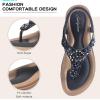 imageLittleplum Women Flat Sandals Dressy Sandal Summer Comfortable Slipon Casual Beach Shoes Dress Bohemian Ankle Elastic Flats SandalsElegant Blue