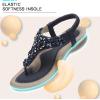 imageLittleplum Women Flat Sandals Dressy Sandal Summer Comfortable Slipon Casual Beach Shoes Dress Bohemian Ankle Elastic Flats SandalsElegant Blue
