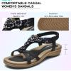 imageLittleplum Women Flat Sandals Dressy Sandal Summer Comfortable Slipon Casual Beach Shoes Dress Bohemian Ankle Elastic Flats SandalsStylish Black