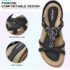 imageLittleplum Women Flat Sandals Dressy Sandal Summer Comfortable Slipon Casual Beach Shoes Dress Bohemian Ankle Elastic Flats SandalsStylish Black