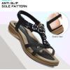 imageLittleplum Women Flat Sandals Dressy Sandal Summer Comfortable Slipon Casual Beach Shoes Dress Bohemian Ankle Elastic Flats SandalsStylish Black