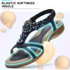 imageLittleplum Women Flat Sandals Dressy Sandal Summer Comfortable Slipon Casual Beach Shoes Dress Bohemian Ankle Elastic Flats SandalsStylish Blue