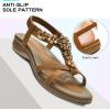 imageLittleplum Women Flat Sandals Dressy Sandal Summer Comfortable Slipon Casual Beach Shoes Dress Bohemian Ankle Elastic Flats SandalsStylish Brown