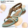 imageLittleplum Women Flat Sandals Dressy Sandal Summer Comfortable Slipon Casual Beach Shoes Dress Bohemian Ankle Elastic Flats SandalsStylish Brown