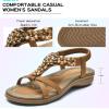 imageLittleplum Women Flat Sandals Dressy Sandal Summer Comfortable Slipon Casual Beach Shoes Dress Bohemian Ankle Elastic Flats SandalsStylish Brown
