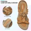 imageLittleplum Women Flat Sandals Dressy Sandal Summer Comfortable Slipon Casual Beach Shoes Dress Bohemian Ankle Elastic Flats SandalsStylish Brown