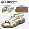 imageLittleplum Women Flat Sandals Dressy Sandal Summer Comfortable Slipon Casual Beach Shoes Dress Bohemian Ankle Elastic Flats SandalsStylish Cream White