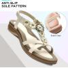 imageLittleplum Women Flat Sandals Dressy Sandal Summer Comfortable Slipon Casual Beach Shoes Dress Bohemian Ankle Elastic Flats SandalsStylish Cream White