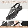 imageLittleplum Women Sandals Rhinestone Dressy Flat Sandals Elastic Strappy Sparkly Summer Thong Wedding Sandals Black Size 8