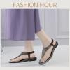 imageLittleplum Women Sandals Rhinestone Dressy Flat Sandals Elastic Strappy Sparkly Summer Thong Wedding Sandals Black Size 8