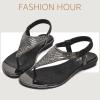 imageLittleplum Women Sandals Rhinestone Dressy Flat Sandals Elastic Strappy Sparkly Summer Thong Wedding Sandals Black Size 8