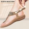 imageLittleplum Womens Sandals Arch Support Slingback Sandals Summer Beach Shoes Ankle Strap Thong Elastic Flat Sandals for Women Apricot Size 6