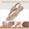 imageLittleplum Womens Sandals Arch Support Slingback Sandals Summer Beach Shoes Ankle Strap Thong Elastic Flat Sandals for WomenSparkling Rose Gold