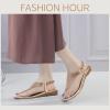 imageLittleplum Womens Sandals Arch Support Slingback Sandals Summer Beach Shoes Ankle Strap Thong Elastic Flat Sandals for WomenSparkling Rose Gold