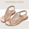 imageLittleplum Womens Sandals Arch Support Slingback Sandals Summer Beach Shoes Ankle Strap Thong Elastic Flat Sandals for WomenSparkling Rose Gold