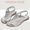 imageLittleplum Womens Sandals Arch Support Slingback Sandals Summer Beach Shoes Ankle Strap Thong Elastic Flat Sandals for WomenSparkling Silver