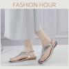 imageLittleplum Womens Sandals Arch Support Slingback Sandals Summer Beach Shoes Ankle Strap Thong Elastic Flat Sandals for WomenSparkling Silver