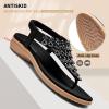 imageLittleplum Womens Sandals Arch Support Slingback Sandals Summer Beach Shoes Ankle Strap Thong Elastic Flat SandalsChic Black