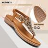imageLittleplum Womens Sandals Arch Support Slingback Sandals Summer Beach Shoes Ankle Strap Thong Elastic Flat SandalsChic Brown