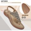imageLittleplum Womens Sandals Arch Support Slingback Sandals Summer Beach Shoes Ankle Strap Thong Elastic Flat SandalsClassic Apricot