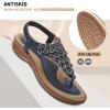 imageLittleplum Womens Sandals Arch Support Slingback Sandals Summer Beach Shoes Ankle Strap Thong Elastic Flat SandalsClassic Blue
