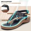 imageLittleplum Womens Sandals Arch Support Slingback Sandals Summer Beach Shoes Ankle Strap Thong Elastic Flat SandalsClassic Blue