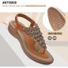 imageLittleplum Womens Sandals Arch Support Slingback Sandals Summer Beach Shoes Ankle Strap Thong Elastic Flat SandalsClassic Brown
