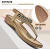 imageLittleplum Womens Sandals Arch Support Slingback Sandals Summer Beach Shoes Ankle Strap Thong Elastic Flat SandalsElegant Apricot