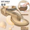 imageLittleplum Womens Sandals Arch Support Slingback Sandals Summer Beach Shoes Ankle Strap Thong Elastic Flat SandalsElegant Apricot