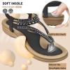 imageLittleplum Womens Sandals Arch Support Slingback Sandals Summer Beach Shoes Ankle Strap Thong Elastic Flat SandalsElegant Black