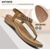 imageLittleplum Womens Sandals Arch Support Slingback Sandals Summer Beach Shoes Ankle Strap Thong Elastic Flat SandalsElegant Brown