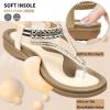 imageLittleplum Womens Sandals Arch Support Slingback Sandals Summer Beach Shoes Ankle Strap Thong Elastic Flat SandalsElegant Cream White