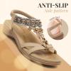 imageLittleplum Womens Sandals Arch Support Summer Beach Sandals Comfort Walking Shoes Bohemian Flip Flops Sandals for WomenCasual Apricot