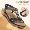 imageLittleplum Womens Sandals Arch Support Summer Beach Sandals Comfort Walking Shoes Bohemian Flip Flops Sandals for WomenCasual Black