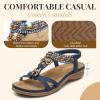 imageLittleplum Womens Sandals Arch Support Summer Beach Sandals Comfort Walking Shoes Bohemian Flip Flops Sandals for WomenCasual Blue