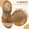 imageLittleplum Womens Sandals Arch Support Summer Beach Sandals Comfort Walking Shoes Bohemian Flip Flops Sandals for WomenCasual Brown